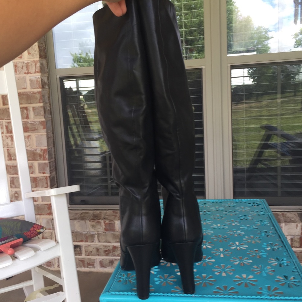 Unisa Black Vegan Leather Knee High Slouch Boots - Picture 7 of 15